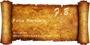 Fets Barbara névjegykártya